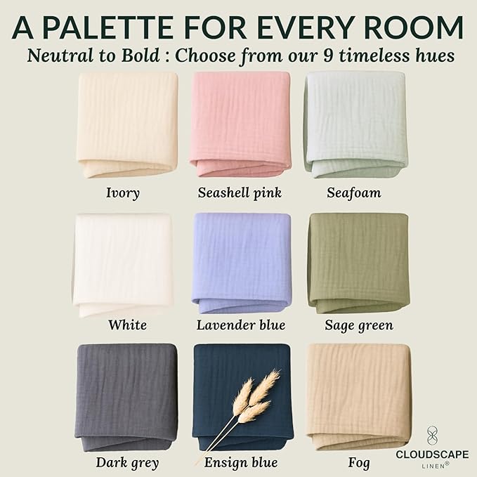 Cloud Scape Linen 100% Cotton 8 Layer Twin Size Muslin Blanket - Breatheable and Soft Winter Blanket for Bed, Couch and Sofa, Oversized Fits up to Twin XL, Best Gift Idea, 68x92, Seafoam