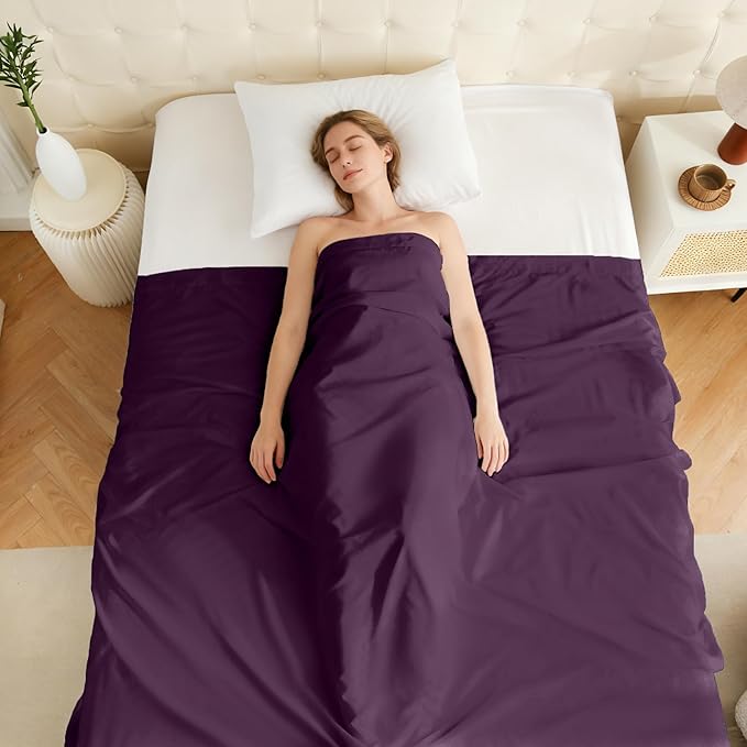 Bulk Twin Flat Sheets Only, 6 Pack Quick Sort Top Bed Sheet, Color-Coded Label Threads, Wrinkle-Free Shrinkage Durable Microfiber Hotel Motel Airb&bs Essentials for Hosts (66"x96",Dark Purple)