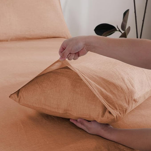 100% French Linen Pillowcase Set of 2, Breathable Envelope Closure Soft Linen Pillow Cover,Soft Luxury Hotel & Home Use, Gift