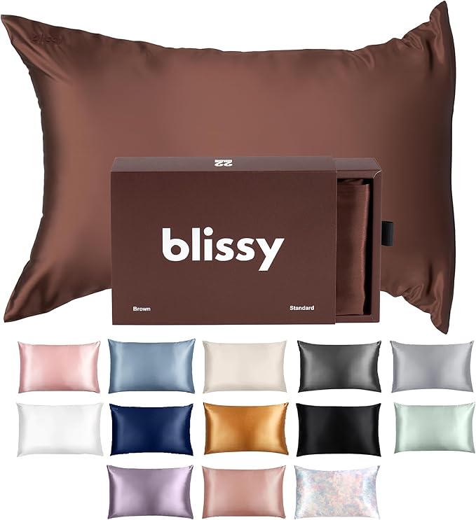 Blissy Silk Pillowcase - 100% Pure Mulberry Silk - 22 Momme 6A High-Grade Fibers - Silk Pillow Cover for Hair & Skin - Regular, Queen & King (Chocolate, King)