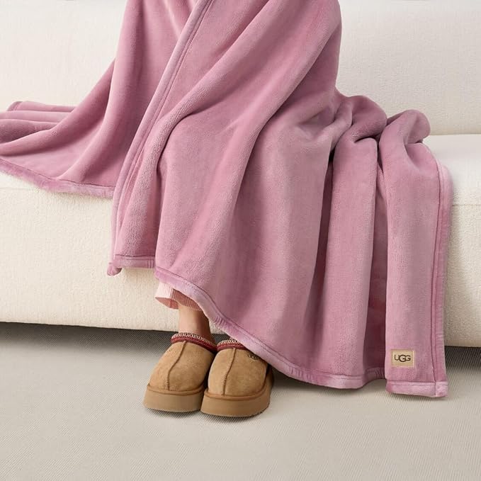 UGG Coco Plush Throw Blanket – Cozy Soft Fleece Blanket for Couch, Bed or Chair, Housewarming Gift for Women, Bedroom or Living Room Decor, Lightweight Bedding, 50" x 70" (Dusty Orchid, Throw)