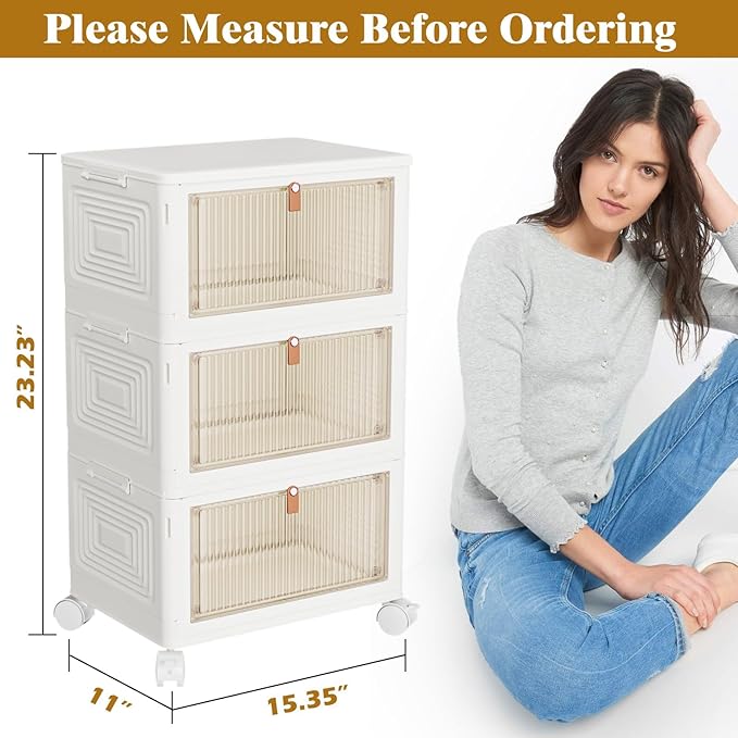 YFXCVSL 23Qt Plastic Storage Bins with Lids 3 Tier, Stackable for Storage, Boxes Lids, Containers, Multifunctional Folding Bedroom, Living Room, Study, Toy White