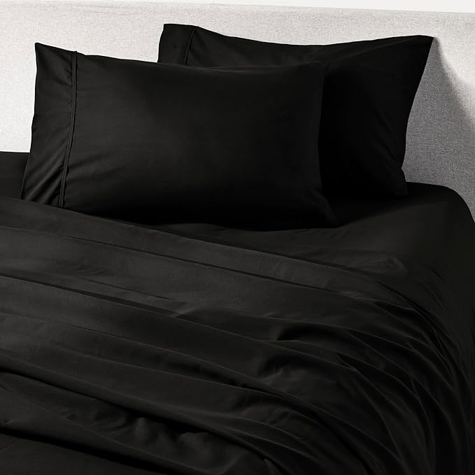 PeachSkinSheets Midnight Black Sheet Set - 1500tc Level of Softness - Extra Soft Cooling Sheets for Hot Sleepers and Night Sweats - Full Size