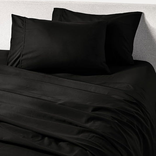 PeachSkinSheets Midnight Black Sheet Set - 1500tc Level of Softness - Extra Soft Cooling Sheets for Hot Sleepers and Night Sweats - Regular King Size
