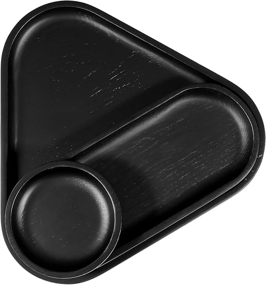 Normcore 3 Pack Valet Tray Bundle, Coffee Trays, Serving Trays, Irregular Handmade Walnut Wooden Plates, Set of 3 Stacking Decorative for Coffee Table, Natural Black Stained Oak Wood