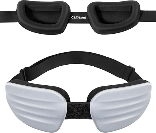 CLOZIA Sleep Mask for Men Women, Adjustable Hydrating Dry Eye Mask, 100% Blocking Eye Masks for Sleep, Soft Comfortable for Travel & Shift Work, Gray