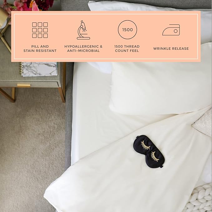 PeachSkinSheets Vanilla Bean Sheet Set - 1500tc Level of Softness - Extra Soft Cooling Sheets for Hot Sleepers and Night Sweats - Split Head King Size (36" Split)