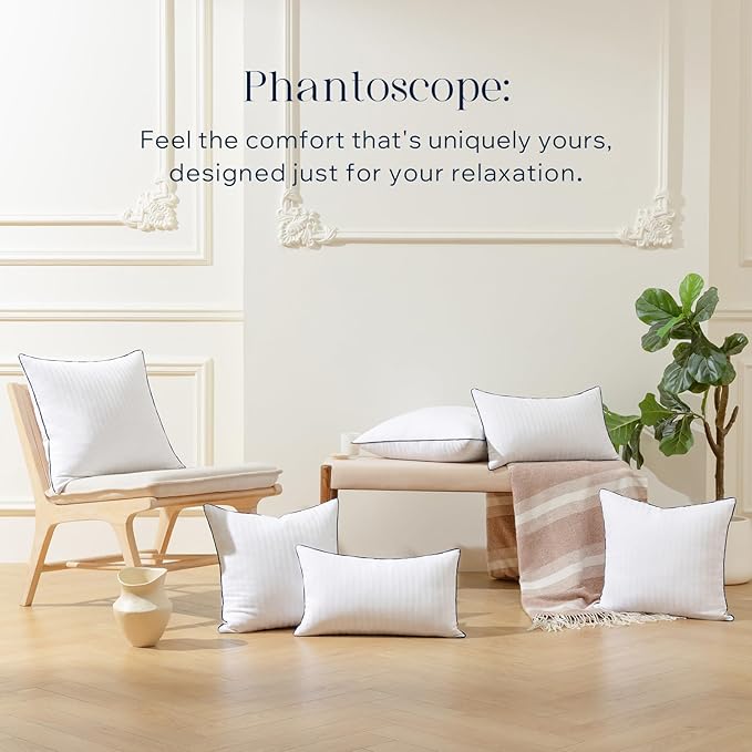 Phantoscope 20x20 Pillow Inserts, Down Alternative Pillow Inserts Set of 1 Throw Pillows with 100% Cotton Cover Decorative Pillow Stuffer for Sofa, Couch Bed(White)