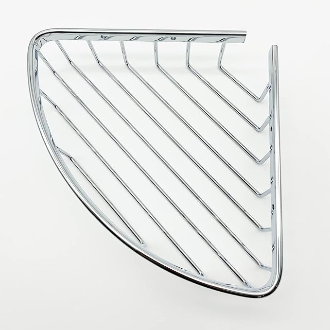 BACOMOLOR Classic Shower Corner Basket For Bathroom Shampoo Soap Holder Brass Material Polished Chrome
