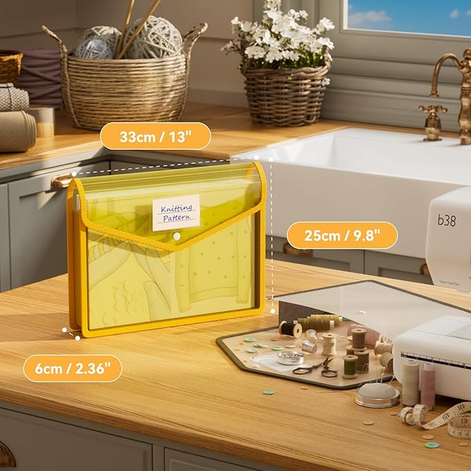 ABC life 8 Pack Plastic Expanding File Folder, Folders for Documents with Snap Closure, Colorful File Folder Organizer Holder, Transparent, Large Capacity, Fit Letter/A4 Size - Rainbow