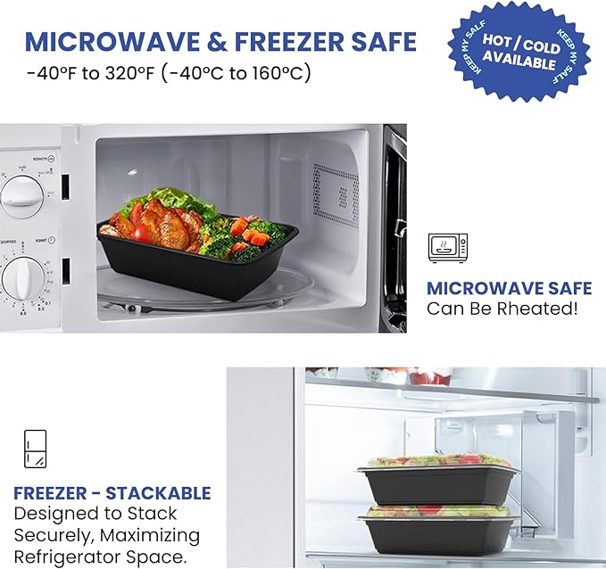 Eco Maicoco 38oz Meal Prep Containers 15 Pack, BPA Free Food Storage Containers with Lids Reusable Stackable, Microwave/Dishwasher/Freezer Safe To Go Food Containers