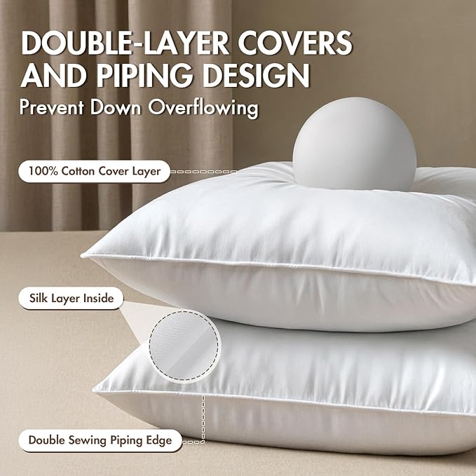 MIULEE 26x26 Euro Pillow Inserts, Pack of 2 Down Feather Premium Throw Pillows with Cotton Fabric for Bed Couch Living Room Sofa