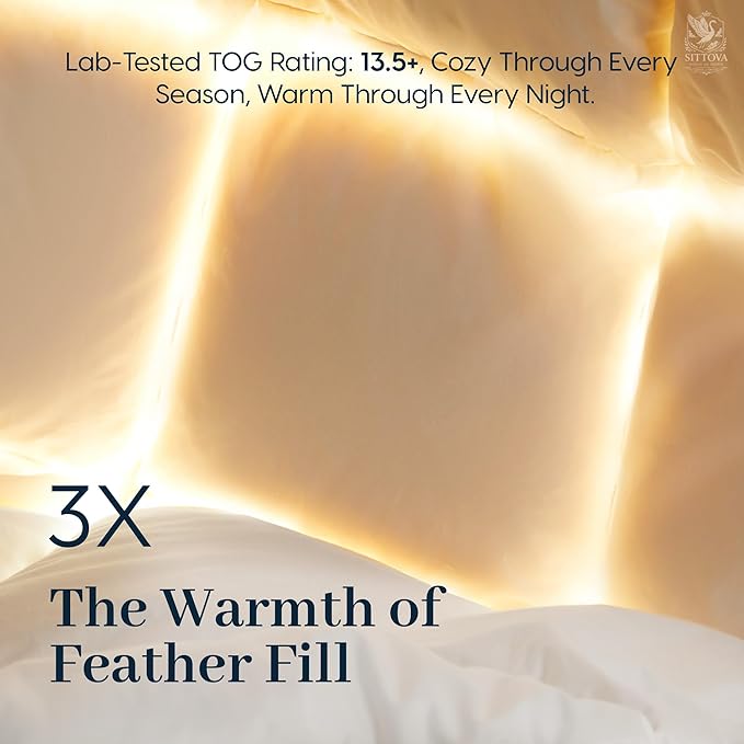 Goose Down Fiber Comforter Queen Size – All-Season Hotel Quality Duvet Insert, High Fill Power, Ultra Soft 100% Cotton, Box-Stitched, Breathable, Lightweight Luxurious White Bedding, 90"x 90"