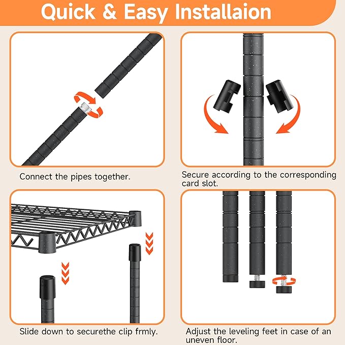 M MZG Stand Shelf Wire Rust-Proof Outdoor Storage Shelving 4-Tier Utility Shelving Unit for Garden Home,Kitchen,Office Dark Grey 17.7" D x 47.3" W x 59.4" H