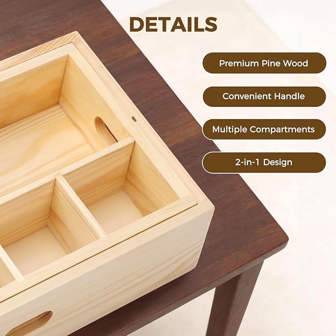 Utensil Holder for Party,Paper Plate Holders,Wood Silverware Organizer for Kitchen Countertop,Silverware Caddy,Essentials for Parties,Cutlery Flatware Organizer for Spoons Forks Napkins Cup,Set of 2