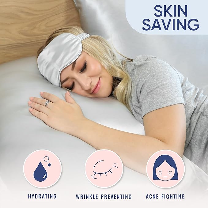 Blissy Silk Pillowcase - 100% Pure Mulberry Silk - 22 Momme 6A High-Grade Fibers - Silk Pillow Cover for Hair & Skin - Regular, Queen & King (Silver, Queen)