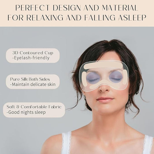 100% 22 Momme Mulberry Silk Sleep Mask, Eye Cover for Sleeping, Blackout 3D Sleep Masks for Lash Extensions with Adjustable Strap for Men and Women (Rose Gold)