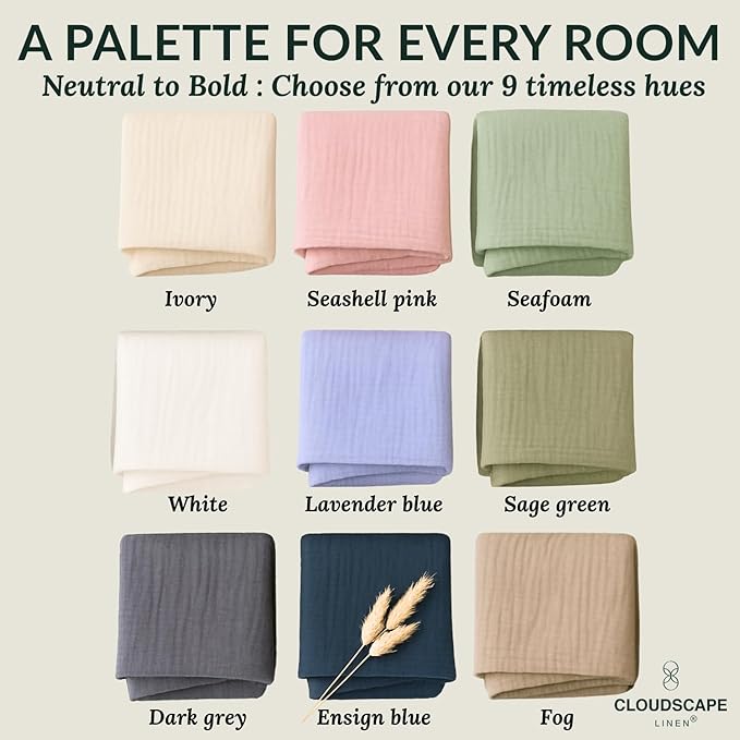 Cloud Scape Linen 8-Layer Muslin Blanket Queen Size - 100% Cotton, Soft and Breathable, Oversized Winter Blanket, Fits up to Full Size Bed, 92x92, Sage Green