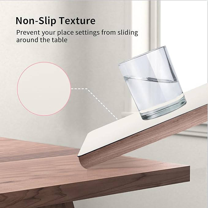 Maxpearl Faux Leather Placemats Set of 8 - Waterproof - Wipe Clean - Heat Resistant - Non Slip Dining Table Place Mats, Suitable for Indoor & Outdoor Use, 17’’x12’’, Ivory White