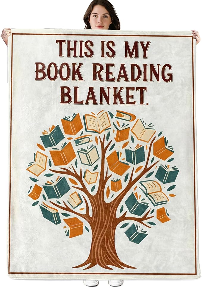 Book Tree Blanket, 60"x50" Flannel Cozy Lightweight Throw Blankets Gifts for Couch Bed Living Room Decor, Soft Blanket for Women Kids