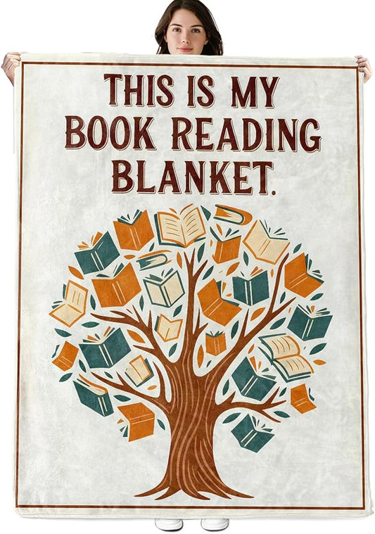 Book Tree Blanket, 60"x50" Flannel Cozy Lightweight Throw Blankets Gifts for Couch Bed Living Room Decor, Soft Blanket for Women Kids