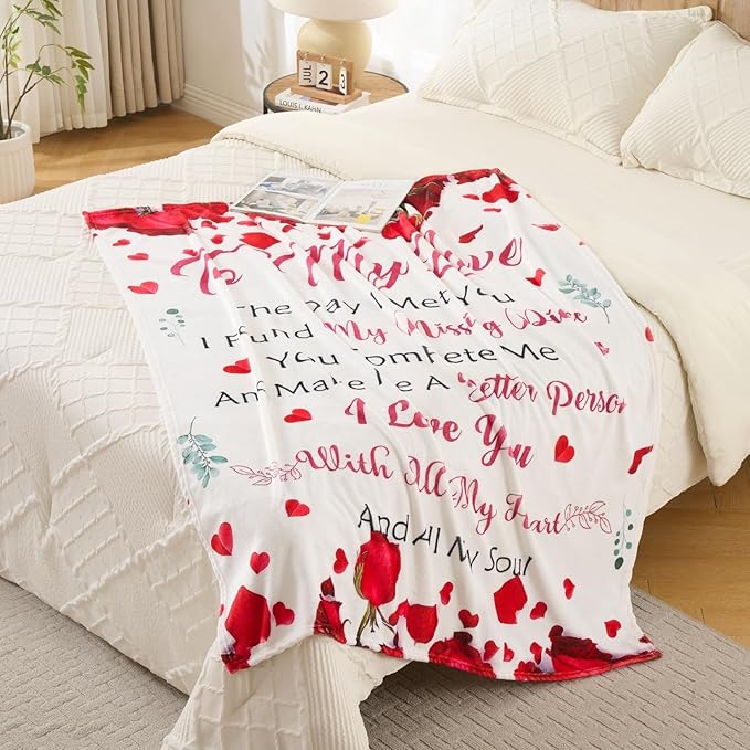Romantic “to My Love” Throw Blanket – Soft Cozy Flannel Love Blanket for Her, Wife & Girlfriend – Perfect Valentines Day, Christmas, Anniversary, Birthday Gift – 50 x 60 Inch