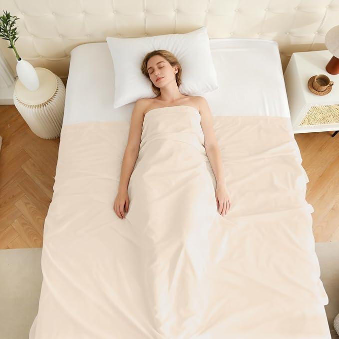 King Flat Sheet Only, 1 Pack Top Bed Sheets, Soft Breathable Brushed Microfiber Color-Coded Label Threads, (105"x102",Beige)