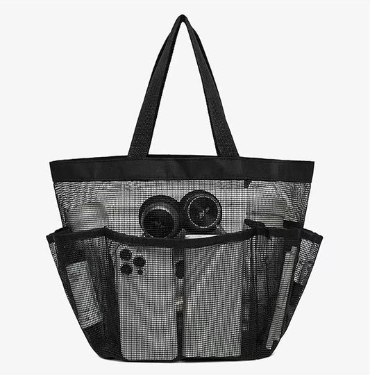 SHUCHUANG Mesh Shower Caddy Portable, Upgrade Deeper 8 Pockets Shower Bag Basket Tote for College Dorm Room Toiletry,Quick Dry Hanging Shower Bag - Travel Essentials