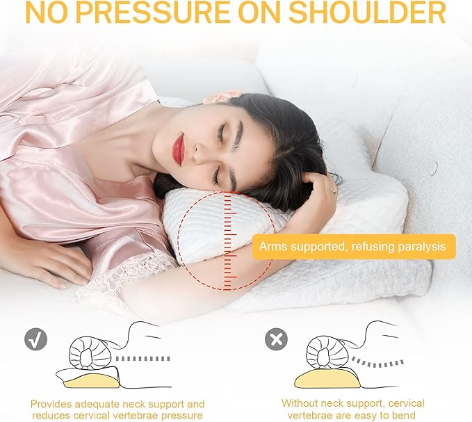 Misiki Cervical Memory Foam Pillow, Orthopedic Pillow Contour Pillow for Neck Pain, Cervical Ergonomic Pillow for Side Sleepers, Back and Stomach Sleep