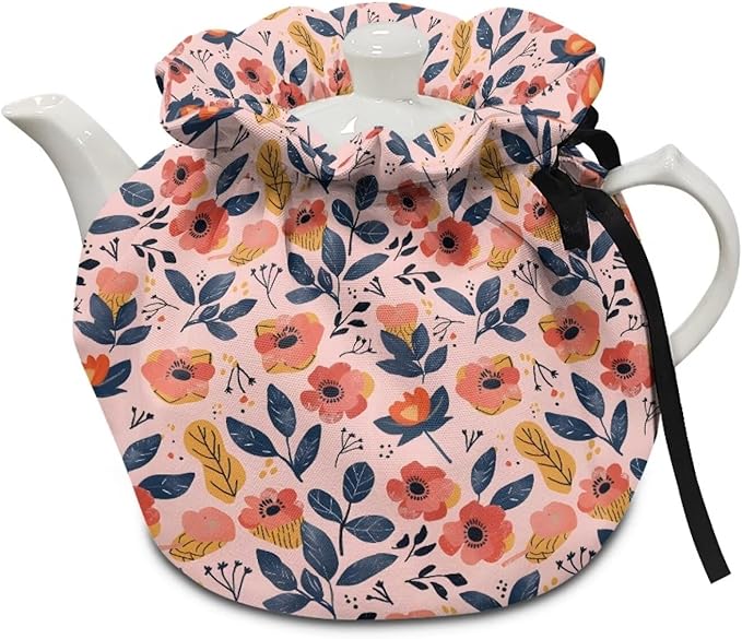 Sweet Rosebud Tea Pot Cozies Insulated Teapot Cover Keep Teapot Coffee Pot Warm Easy to Install and Washable Home Kitchen Decoration Pretty Gift Personalized Design