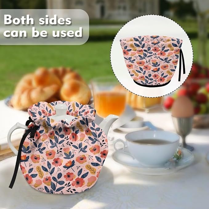 Sweet Rosebud Tea Pot Cozies Insulated Teapot Cover Keep Teapot Coffee Pot Warm Easy to Install and Washable Home Kitchen Decoration Pretty Gift Personalized Design