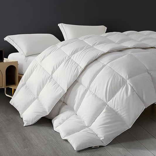 SAPHREAS Feather Down Comforter Twin Size, Soft 100% Cotton Luxurious Hotel Bedding Comforters with Corner Tabs, 68x90”, All Season White Duvet Insert