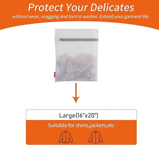 Polecasa 3Pcs 16 x 20 Inches Extra Durable Fine Mesh Laundry Bags with Sturdy Zipper for Delicates (3 Large)