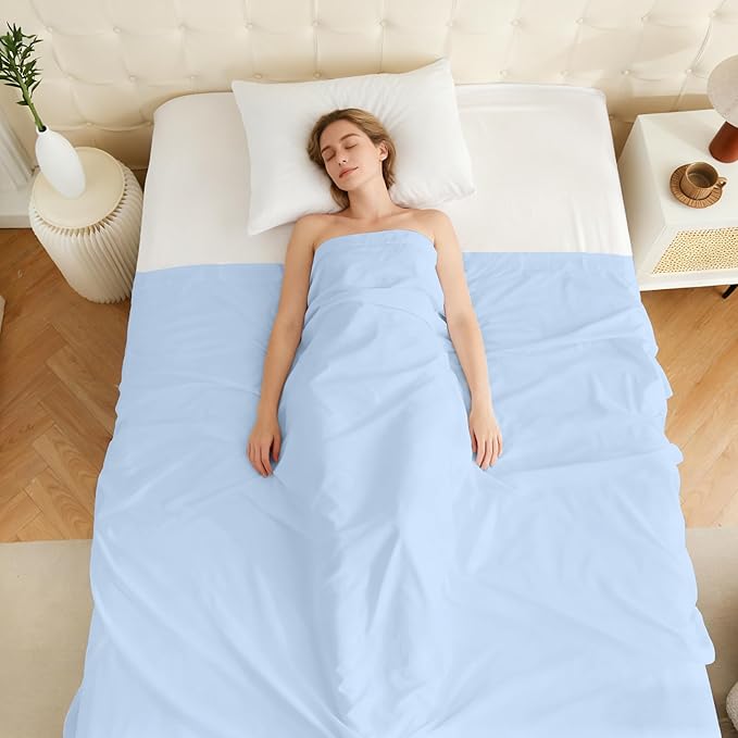 Bulk Queen Flat Sheets Only, 6 Pack Quick Sort Top Bed Sheet, Color-Coded Label Threads, Wrinkle-Free Shrinkage Durable Microfiber Hotel Motel Airb&bs Essentials for Hosts (90"x102",Light Blue)