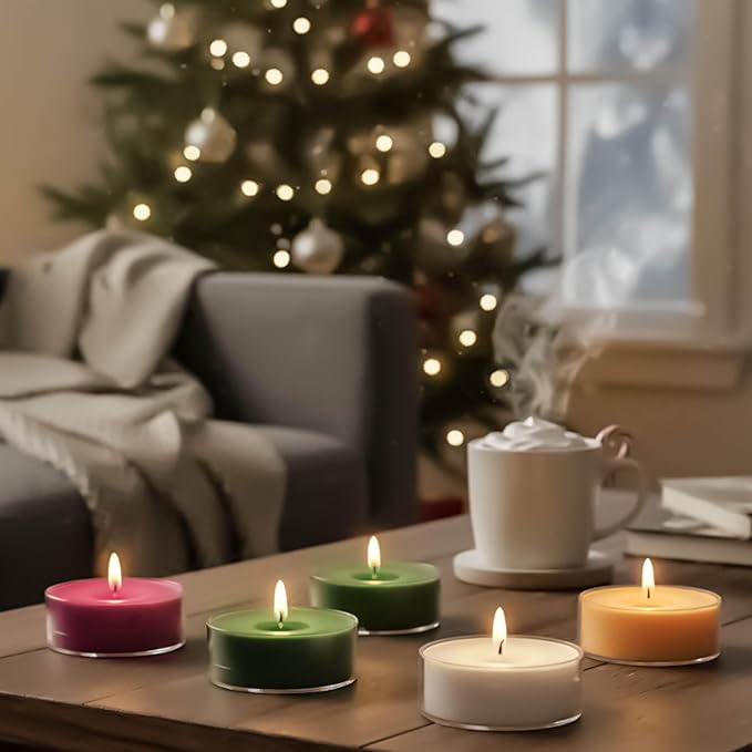 PartyLite Tea Lights Sampler, Cranberry Patchouli Bark & White Suede & Pine with Cashmere & Vanilla Scented Candles, Gift Set of 12, Aromatherapy with upto 4 to 6 Hours Burn Time, Ideal for Home Decor
