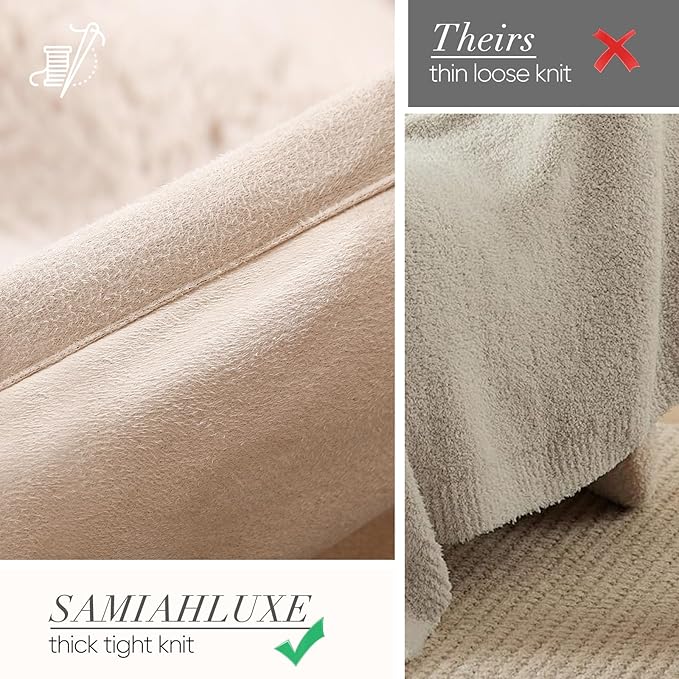 Faux Rabbit Fur Throw Blanket 880 GSM, Ultra Soft Thick Warm Bubble Plush, Reversible Throw for Couch Sofa Bed, Cozy Shaggy Blanket for Bedroom & Living Room(50''*60'',Camel)