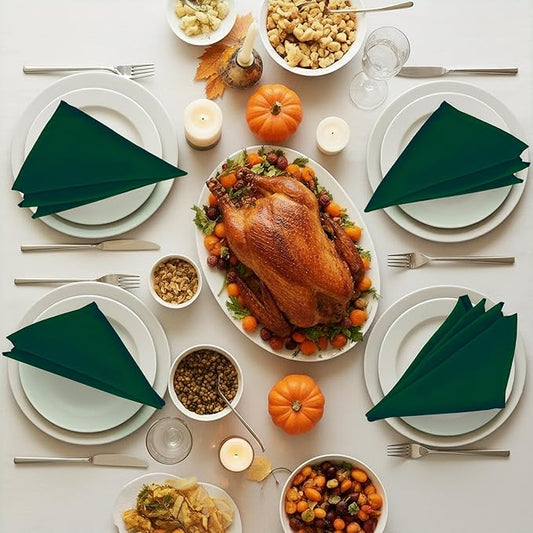 Utopia Home [24 Pack, Hunter Green] Cloth Napkins 20x20 Inches, 100% Polyester Dinner Napkins with Hemmed Edges, Washable Napkins Ideal for Parties, Weddings and Dinners