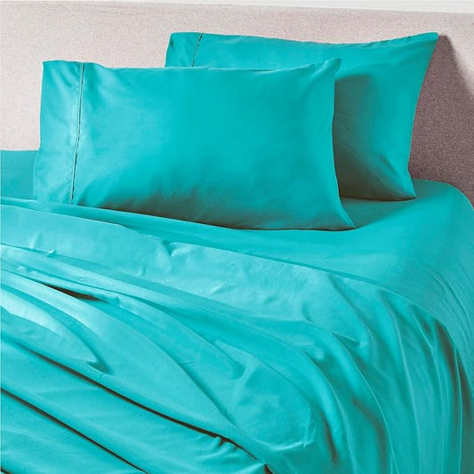 PeachSkinSheets Tiki Turquoise Sheet Set - 1500tc Level of Softness - Extra Soft Cooling Sheets for Hot Sleepers and Night Sweats - Regular King Size
