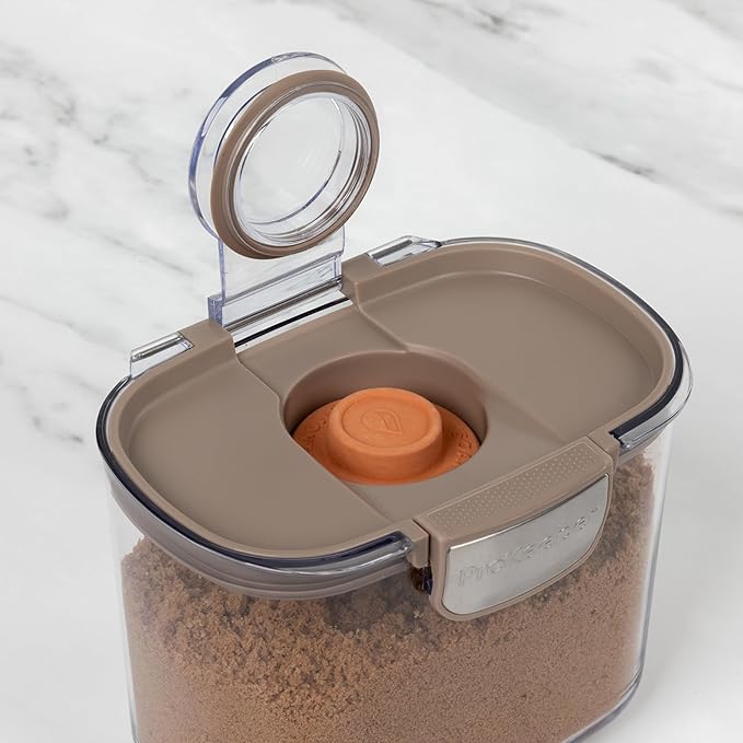 ProKeeper+ Airtight Food Storage Container Set – Clear Plastic Flour and Sugar Canister Set with Magnetic Accessories for Kitchen Organization (Taupe, 9-Piece)