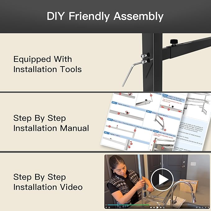 3 Tier Extra Large Stainless Steel Expandable Over The Sink Dish Drainer Drying Rack, Rust Proof Metal, Space Saving, Modern Black Big Capacity Extendable Plate Strainers Above Kitchen Counter