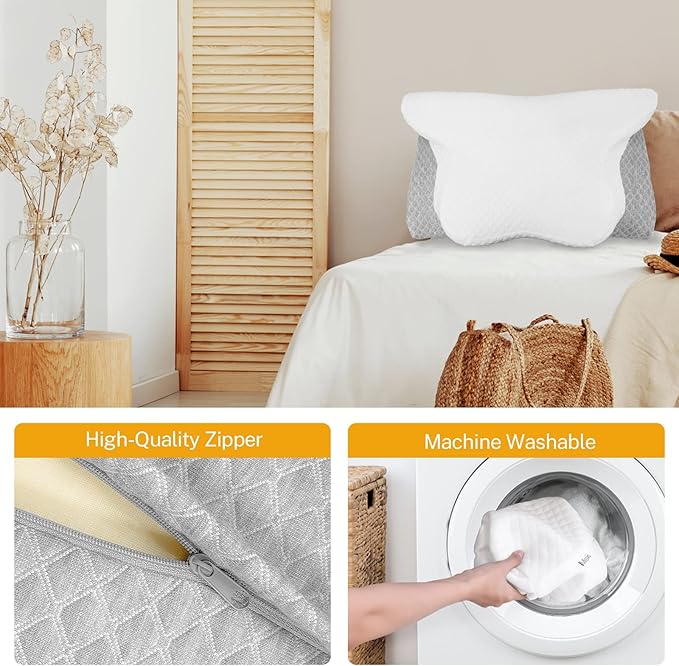 Misiki Cervical Memory Foam Pillow, Orthopedic Pillow Contour Pillow for Neck Pain, Cervical Ergonomic Pillow for Side Sleepers, Back and Stomach Sleep