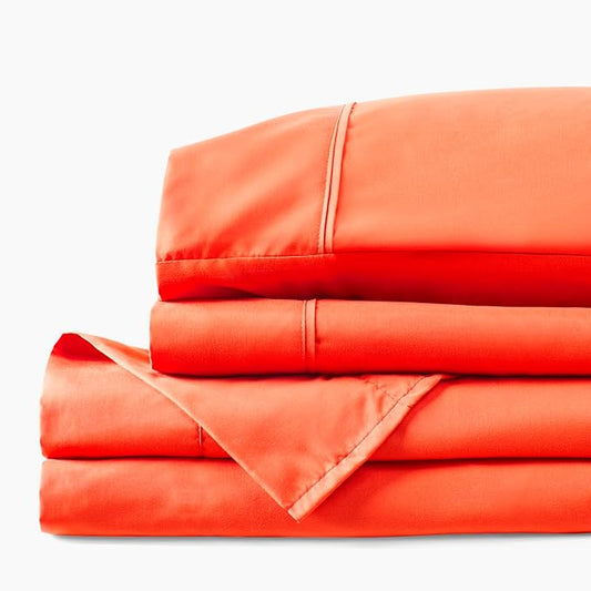 PeachSkinSheets Hot Coral Sheet Set - 1500tc Level of Softness - Extra Soft Cooling Sheets for Hot Sleepers and Night Sweats - Full