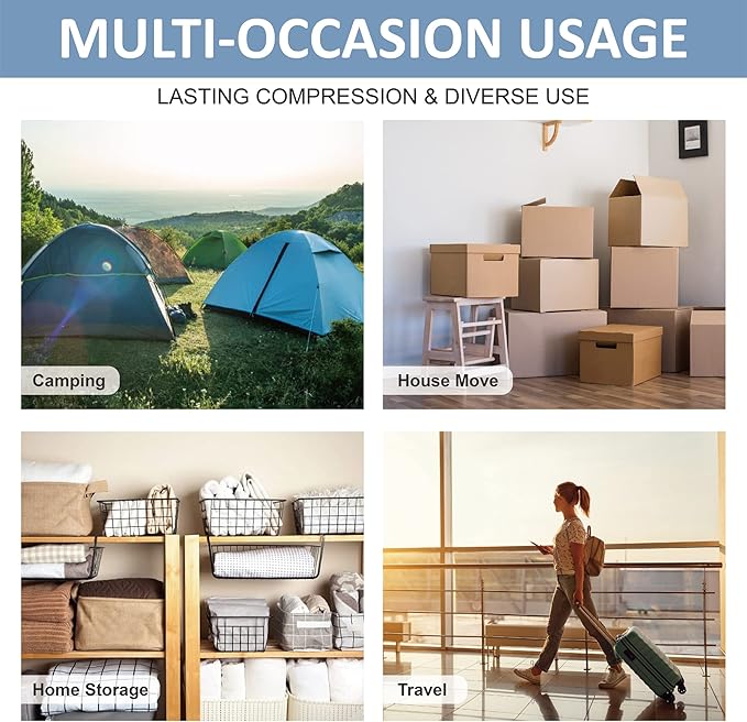 15 Pack Vacuum Storage Bags with Hand Pump, 80% Space Saver Vacuum Seal Storage Bags for Clothing, Travel Lugggage, Blankets, Comforters