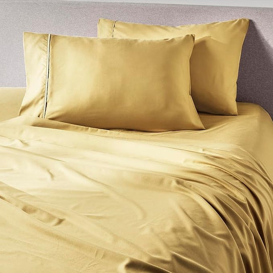 PeachSkinSheets Harvest Gold Sheet Set - 1500tc Level of Softness - Extra Soft Cooling Sheets for Hot Sleepers and Night Sweats - Queen Size