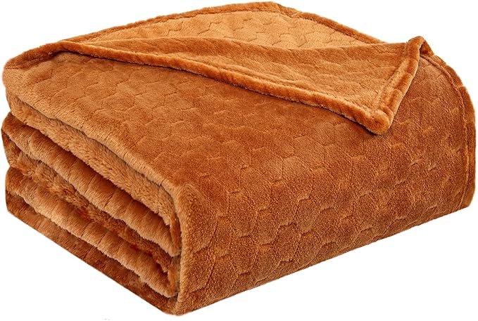TOONOW Fleece Blanket Super Soft Cozy Throw Blanket 50" x 60", Lightweight Fuzzy Comfy Textured Flannel Blanket Warm Plush Throw Blankets for Couch, Sofa, Bed, Pumpkin