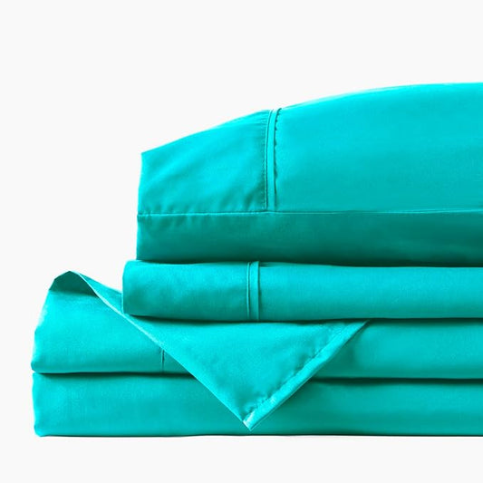 PeachSkinSheets Tiki Turquoise Sheet Set - 1500tc Level of Softness - Extra Soft Cooling Sheets for Hot Sleepers and Night Sweats - Regular King Size