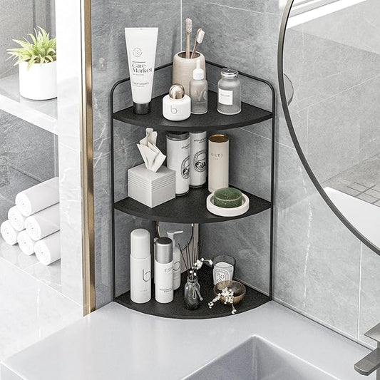 Forest Angle Bathroom Counter Organizer,Countertop Organizer,Vanity Organizers,Bathroom Storage,Bathroom Sink Caddy,Counter Shelf,Corner Counter,Corner Shelves(Black)