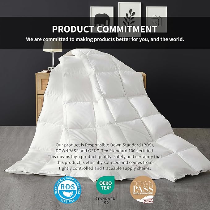 SAPHREAS Feather Down Comforter Twin Size, Soft 100% Cotton Luxurious Hotel Bedding Comforters with Corner Tabs, 68x90”, All Season White Duvet Insert