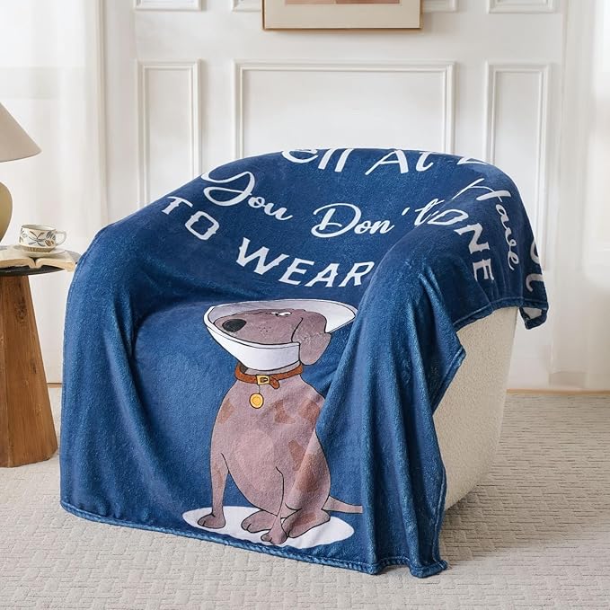 Lussena Thinking of You Gifts for Women Men – Get Well Blanket 50x60 Inch, Navy Flannel Comfort Blanket, Sympathy Throw for After Surgery, Chemo, Illness, Recovery