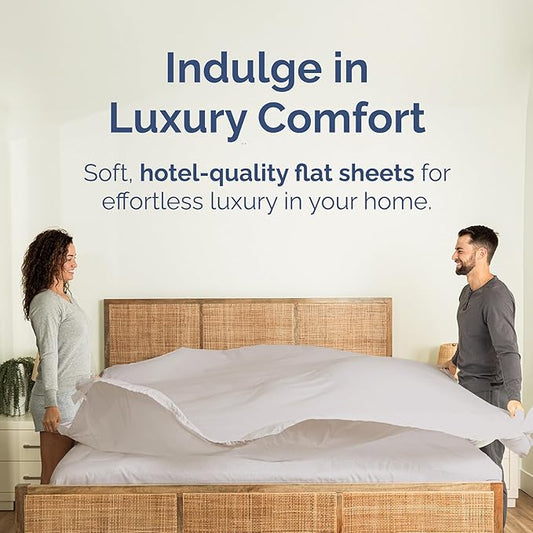 Full Size Flat Sheet - Hotel Quality Top Flat Bed Sheet Only - Ultra-Soft, Breathable & Cooling - Fade & Wrinkle Free - Easy-Care, Stain & Shrink Resistant Bedding - Easy-Fit & Oeko-Tex - Light Grey